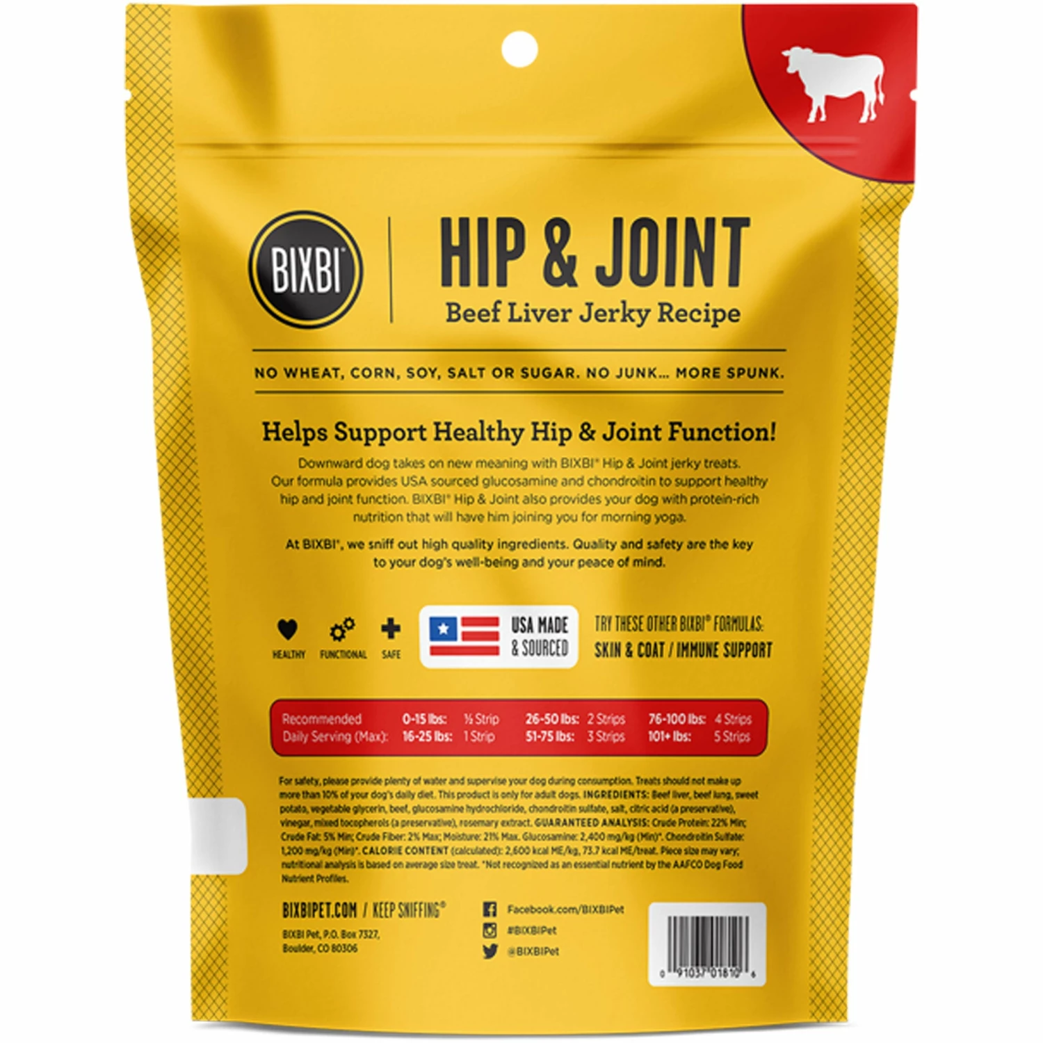 Bixbi Hip & Joint Jerky Beef Liver Dog Treats - Image 2