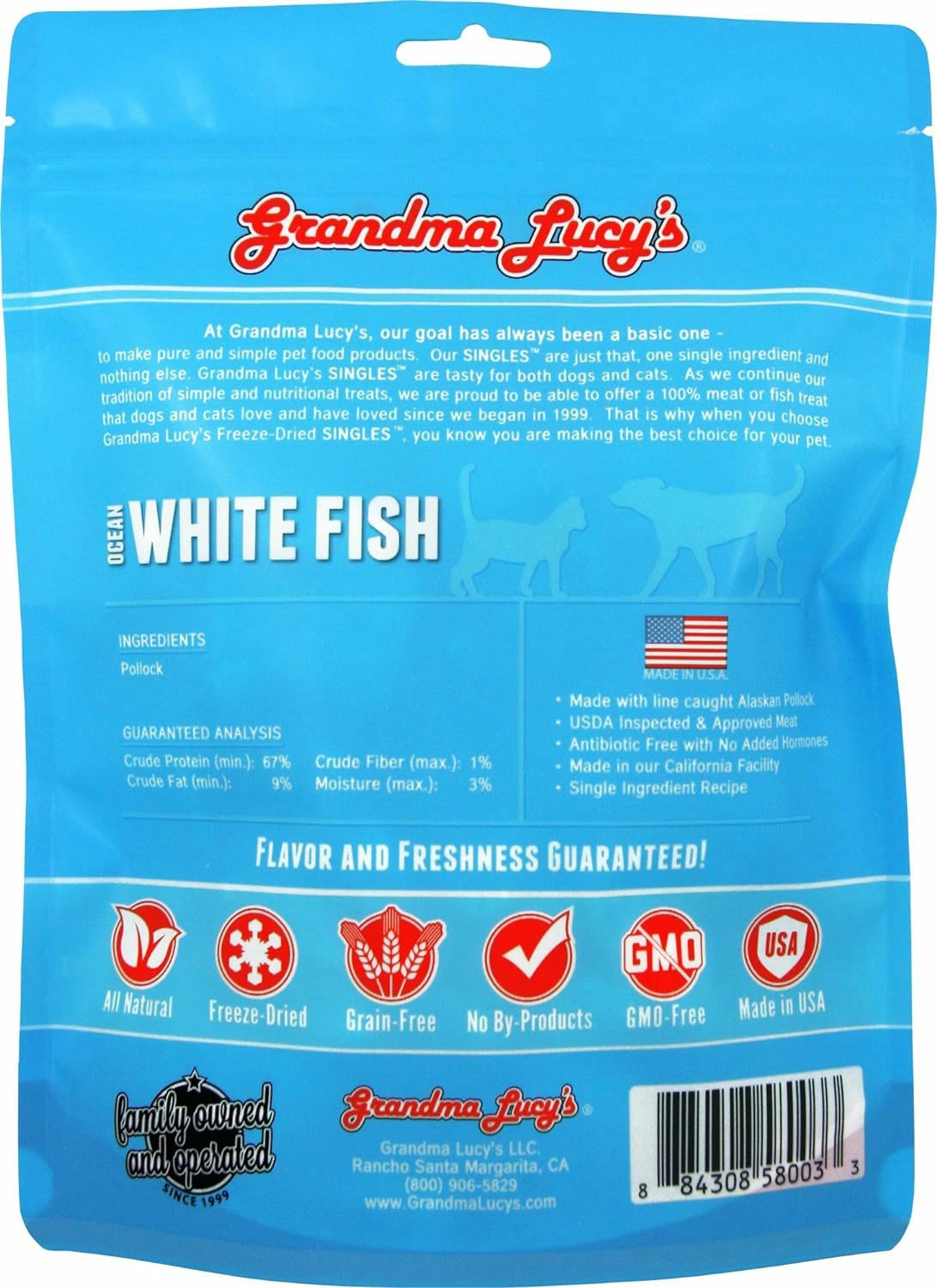 Grandma Lucy's Freeze-Dried Ocean White Fish Dog & Cat Treats - 1.5oz - Image 2