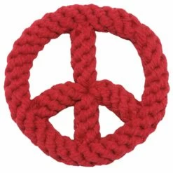 Jax & Bones Red Peace Sign Rope Dog Toy - 7"