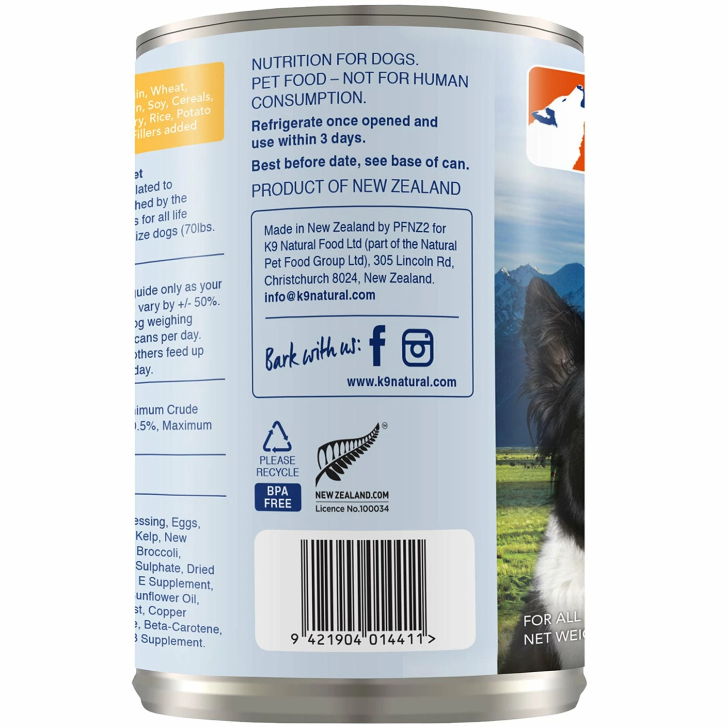 K9 Natural Canned Chicken Feast Dog Food 13oz 12-Pack - Image 3