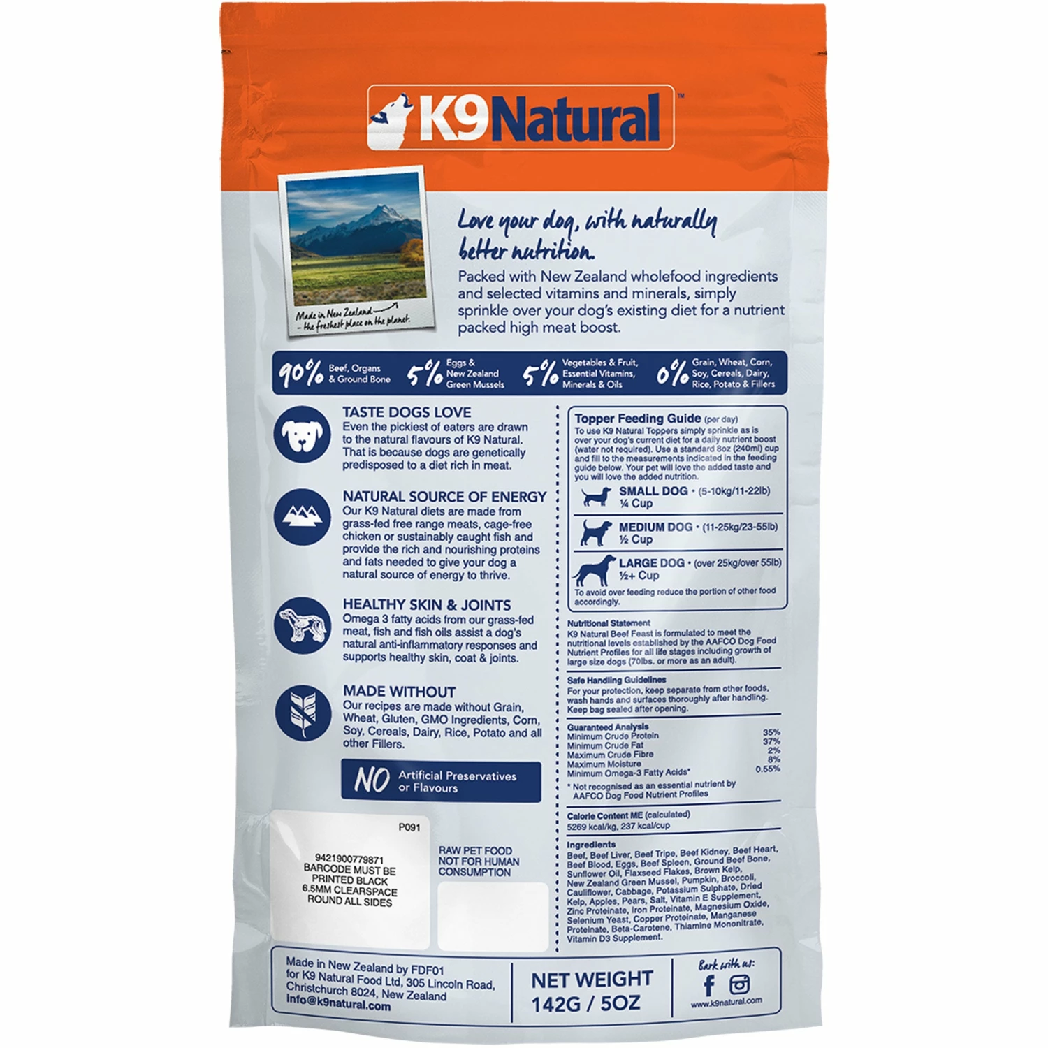 K9 Natural Freeze-Dried Raw Topper Beef Dog Food - Image 2