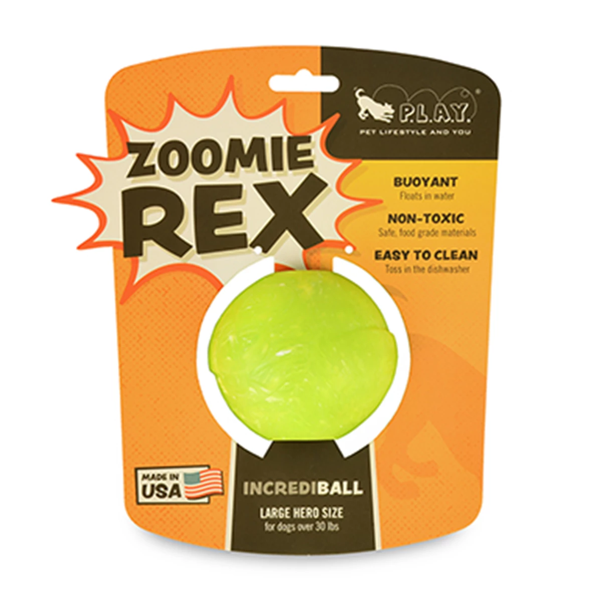 P.L.A.Y. ZoomieRex Ball Green Dog Toy - Image 3