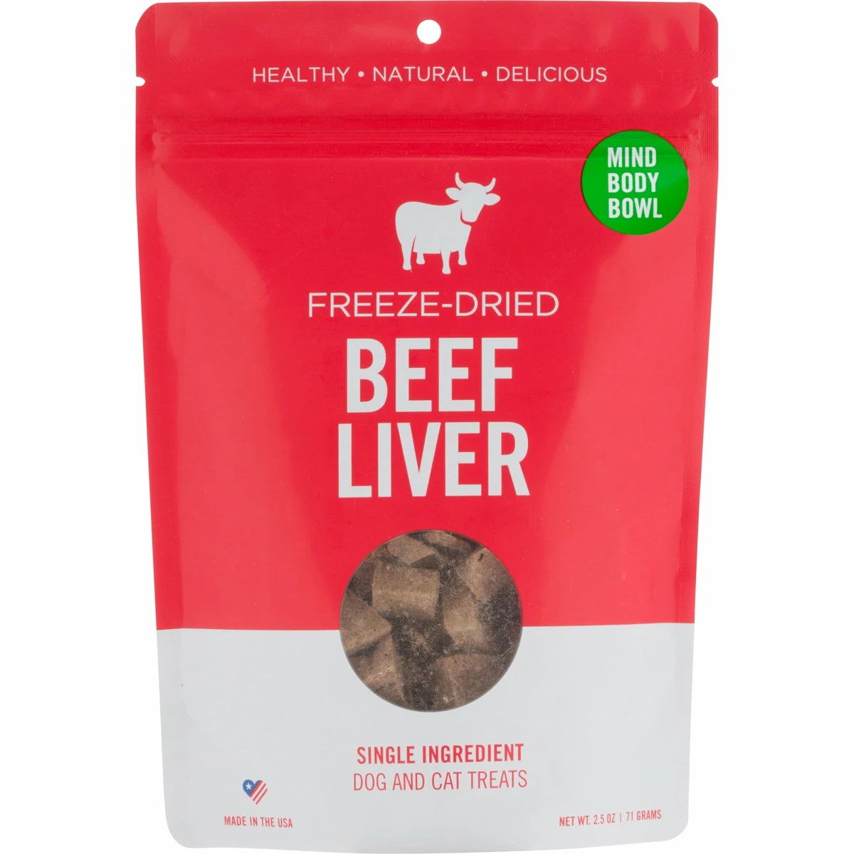 MIND BODY BOWL Beef Liver Freeze-Dried Treats For Dogs And Cats - 2.5oz