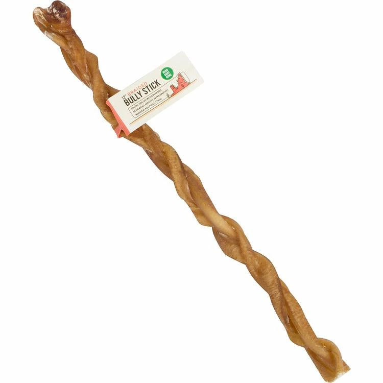 MIND BODY BOWL 12" Braided Bully Stick Dog Chew - One Size