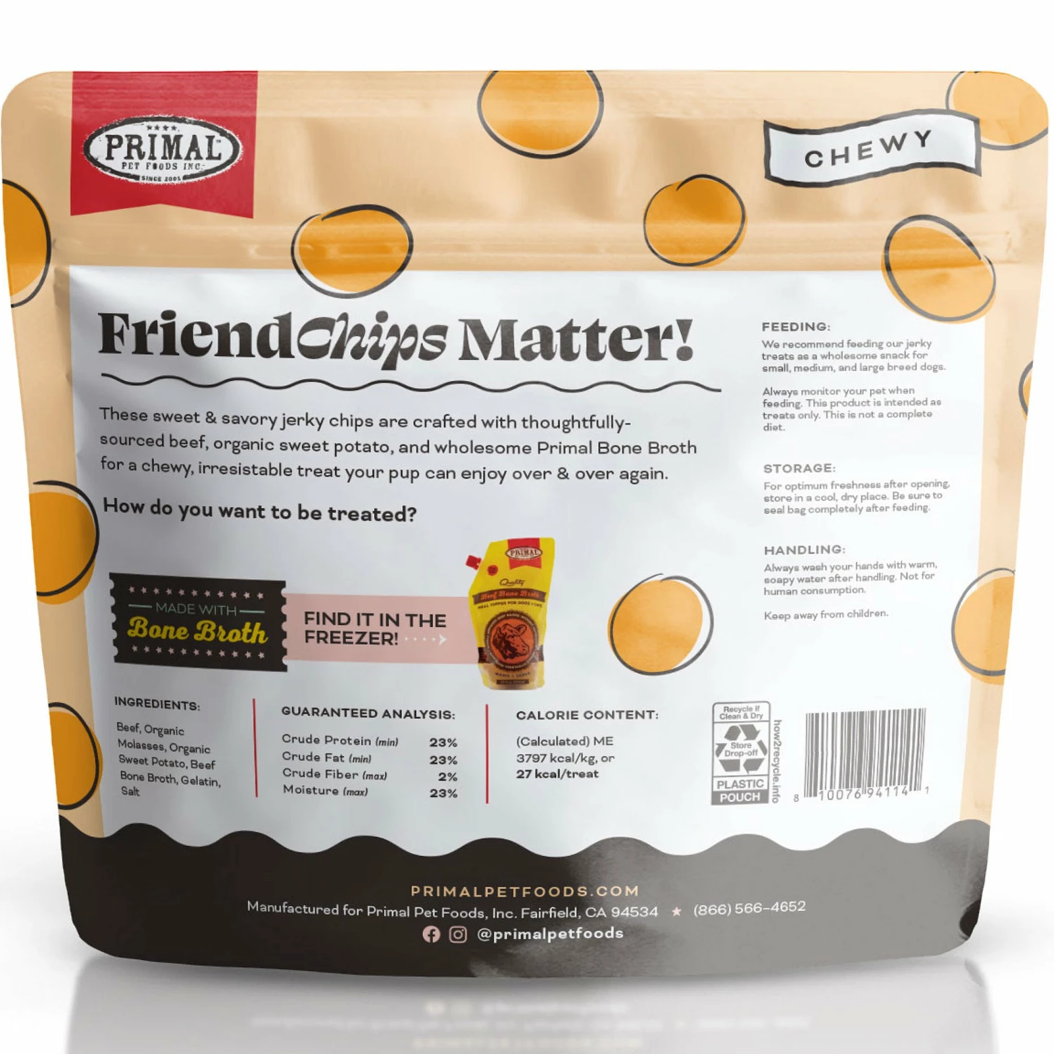 Primal FriendChips Matter Beef Dog Treats - 4 Oz - Image 2