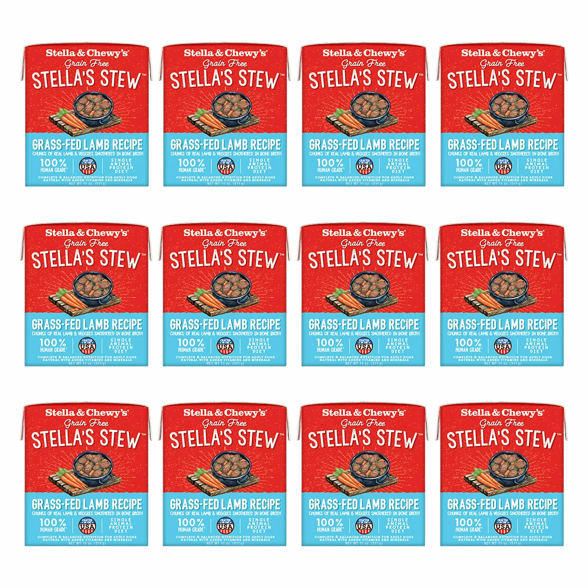 Stella & Chewy's Grass-Fed Lamb Recipe Dog Stew 11oz 12-Pack