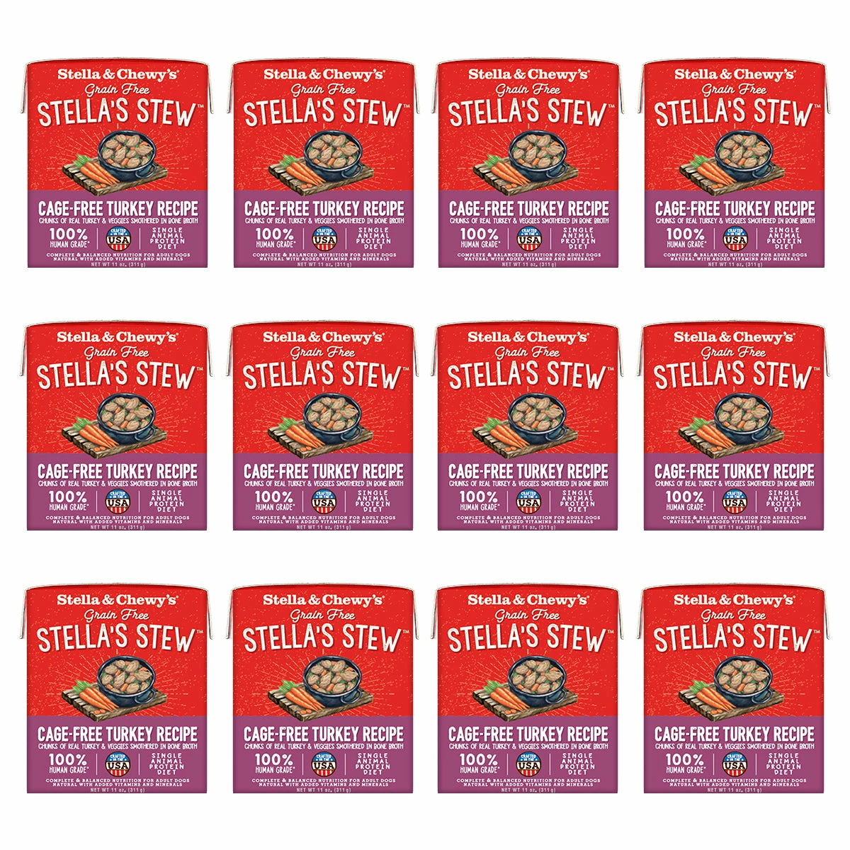 Stella & Chewy's Cage-Free Turkey Recipe Dog Stew 11oz 12-Pack