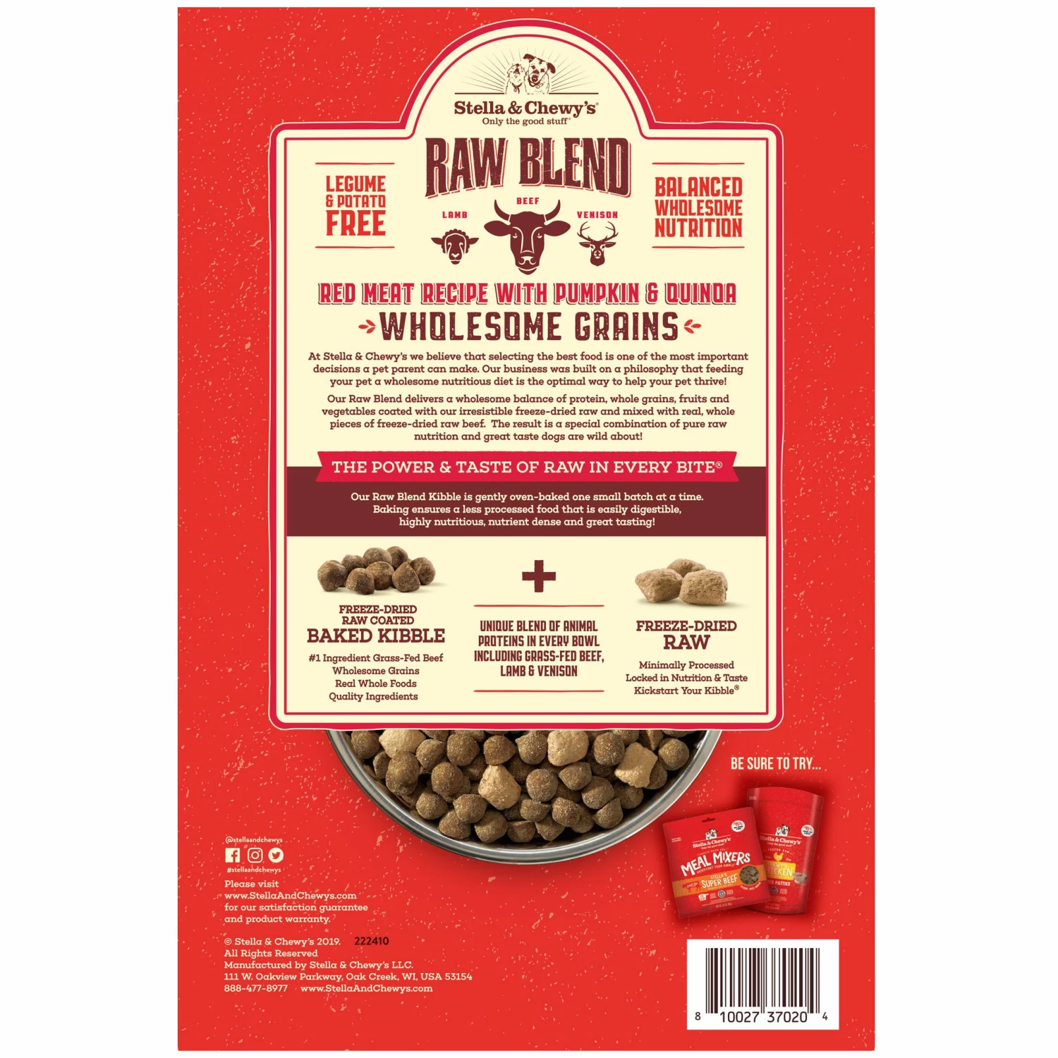 Stella & Chewy's Red Meat Recipe Raw Blend Baked Dog Kibble With Grains - Image 2