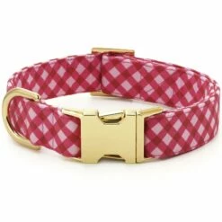 The Foggy Dog Collar - Raspberry Gingham