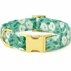 The Foggy Dog Collar - Seafoam Poppies